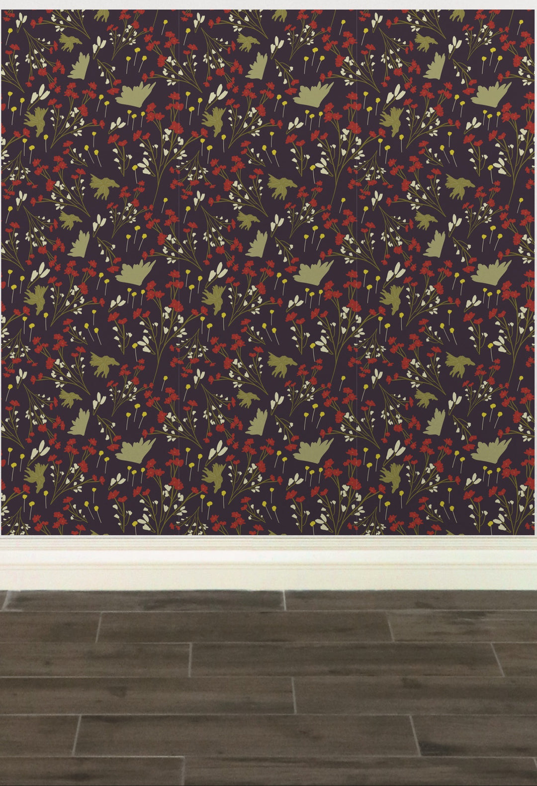 Filler Park Design 01 Red and Green Floral Wallpaper
