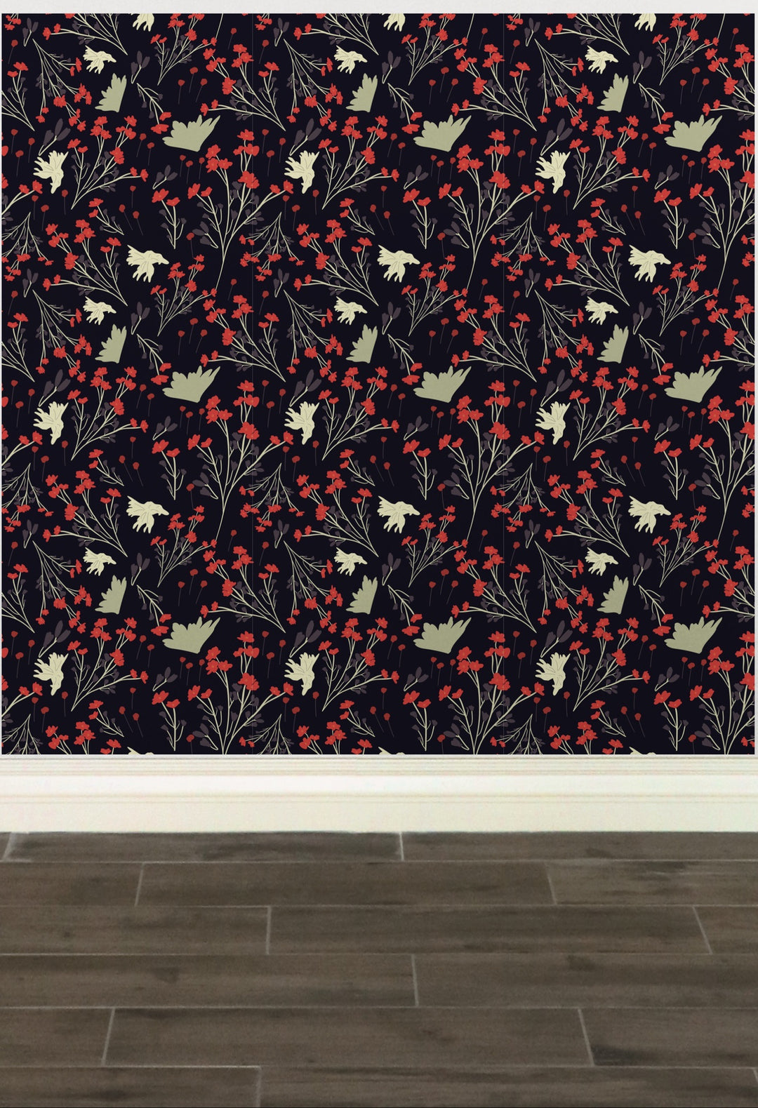 Filler Park Design 02 Black and Red Floral Design Wallpaper