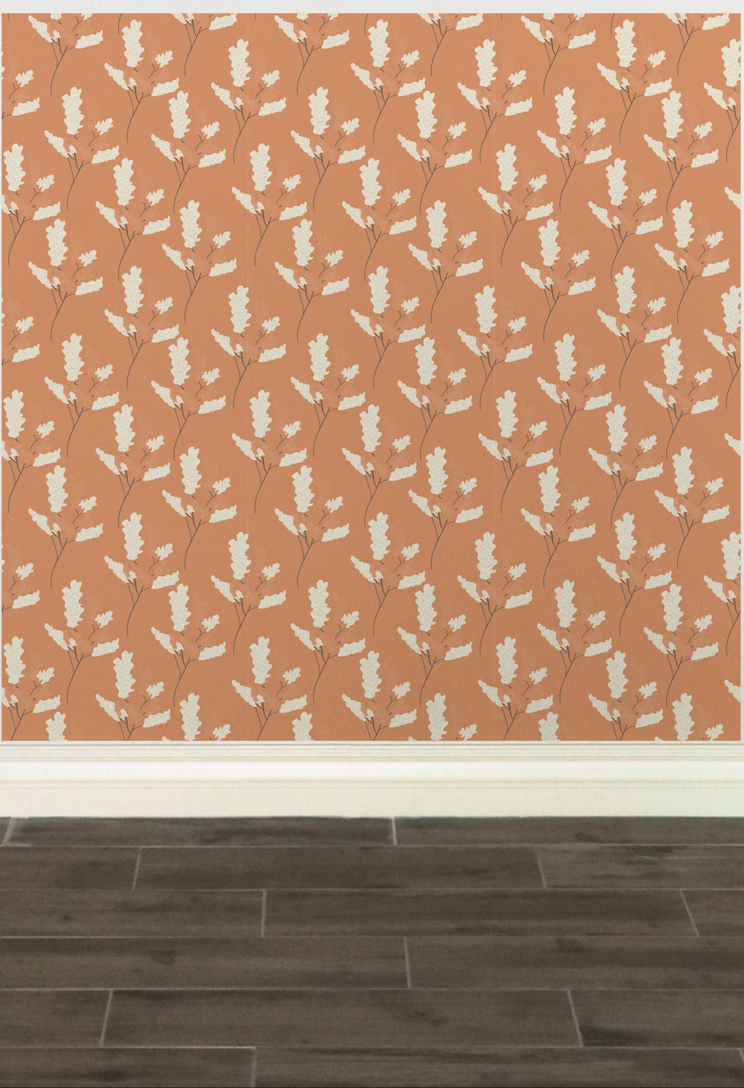 Wicker Park 04 Design - Peach Orange and Cream Floral Wallpaper