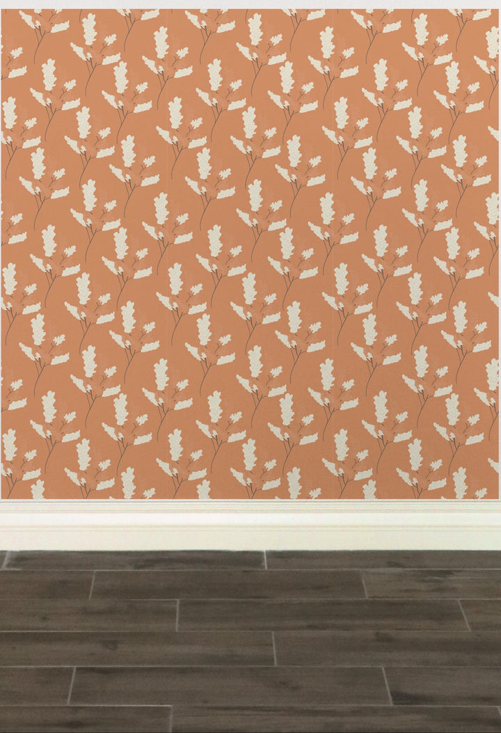 Wicker Park 04 Design - Peach Orange and Cream Floral Wallpaper