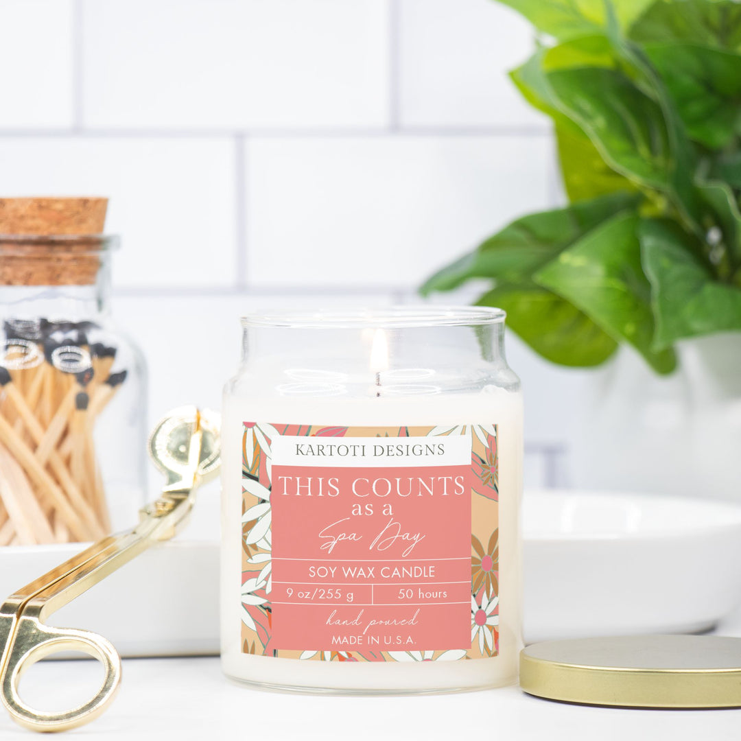 This Counts as a Spa Day Candle Apothecary Jar 9oz