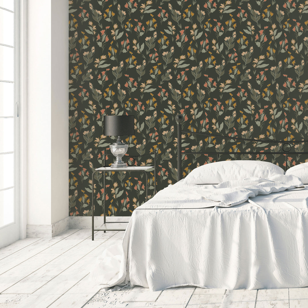 Backgrid Arabella Arabella Floral in Green Peel and Stick Wallpaper – Kartoti Designs