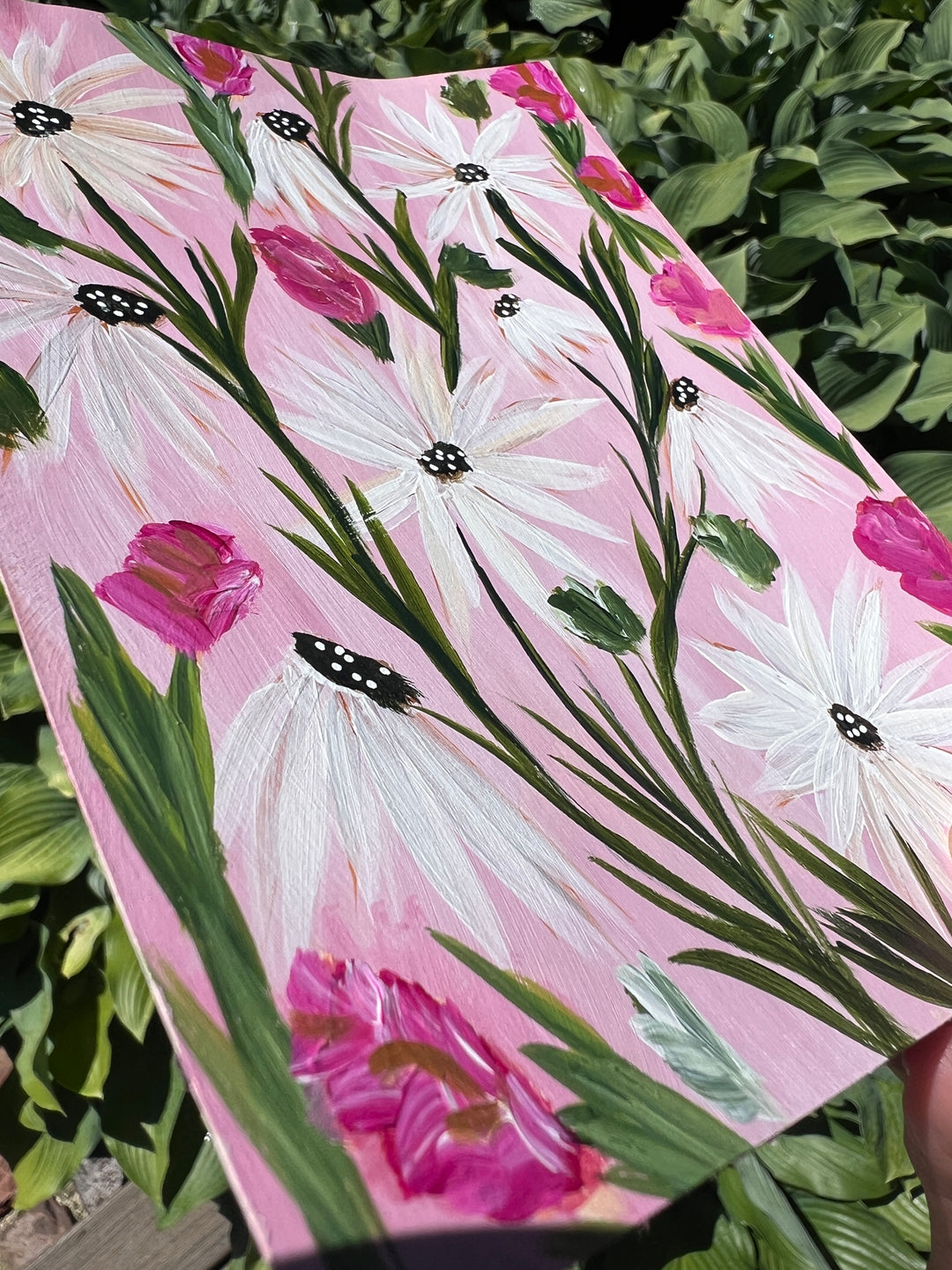 Blushing Daisy Garden 6x8 On Paper
