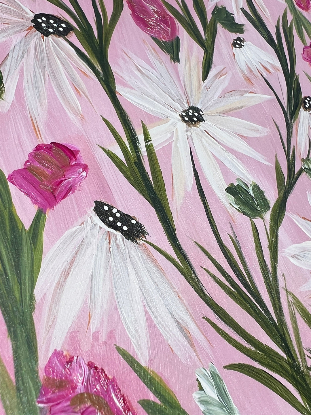 Blushing Daisy Garden 6x8 On Paper