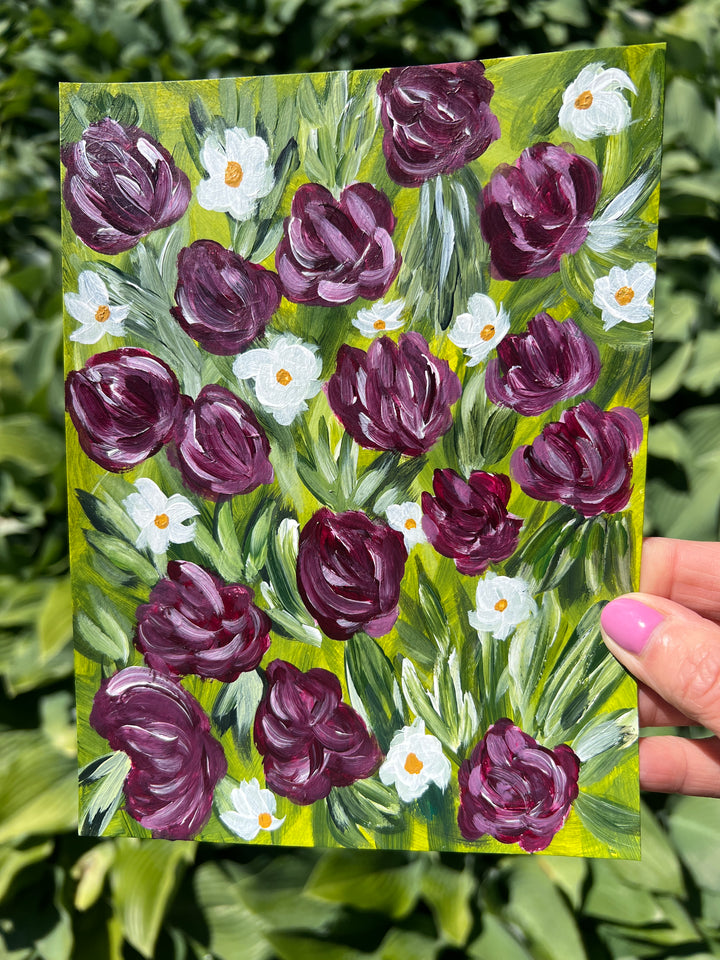 Merlot Meadow Floral 6"x8" On Paper