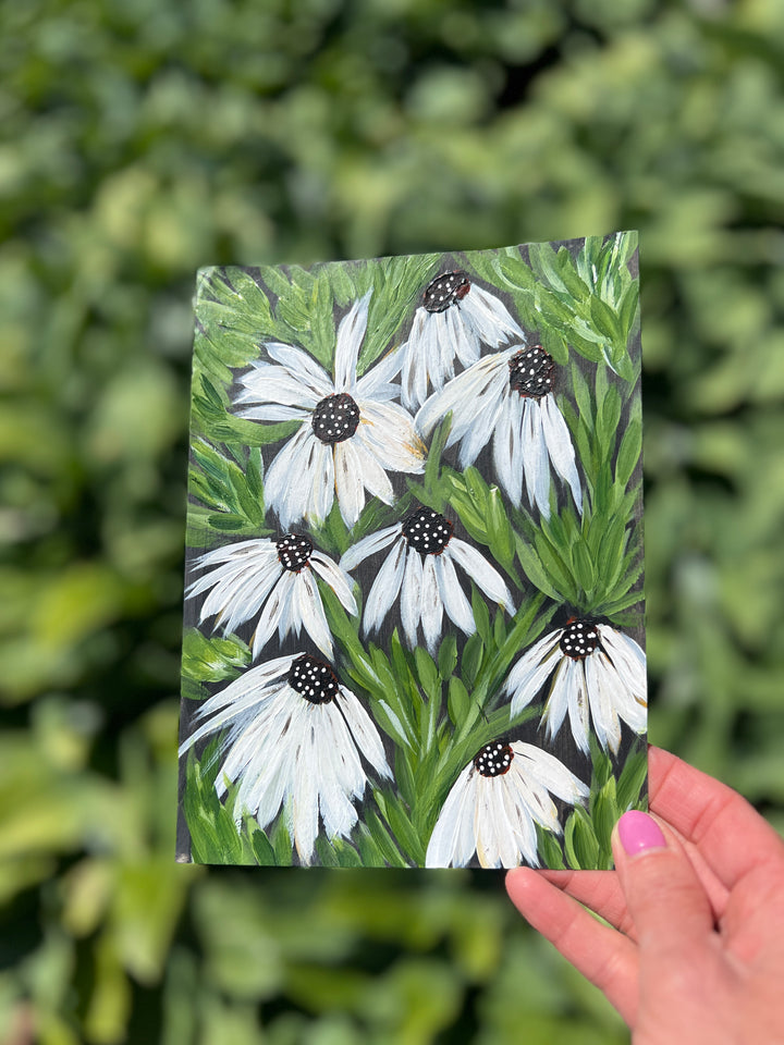 Midnight Daisy Garden 6x8 On Paper