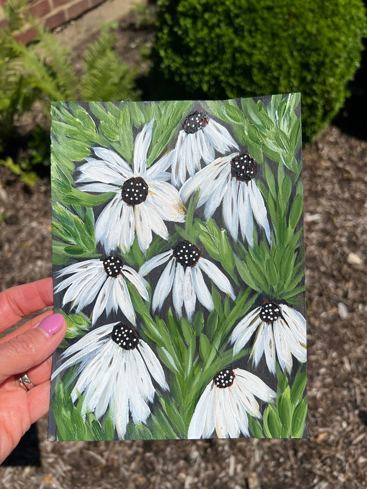 Midnight Daisy Garden 6x8 On Paper