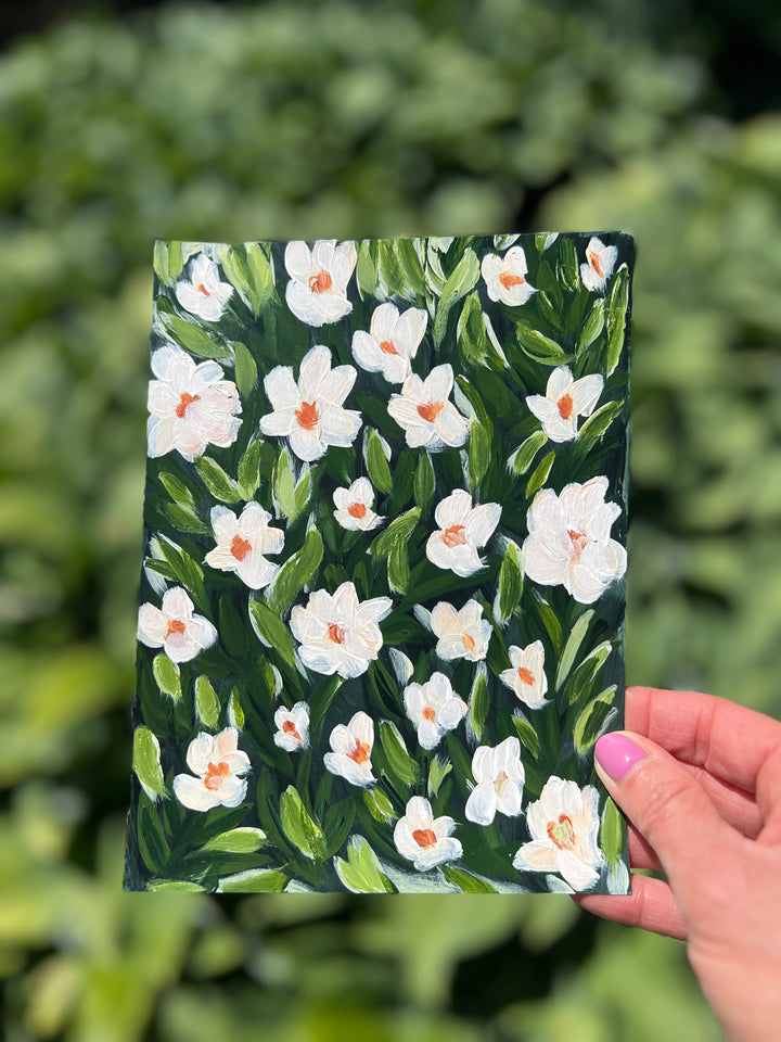 Midnight White Floral 6x8 On Paper