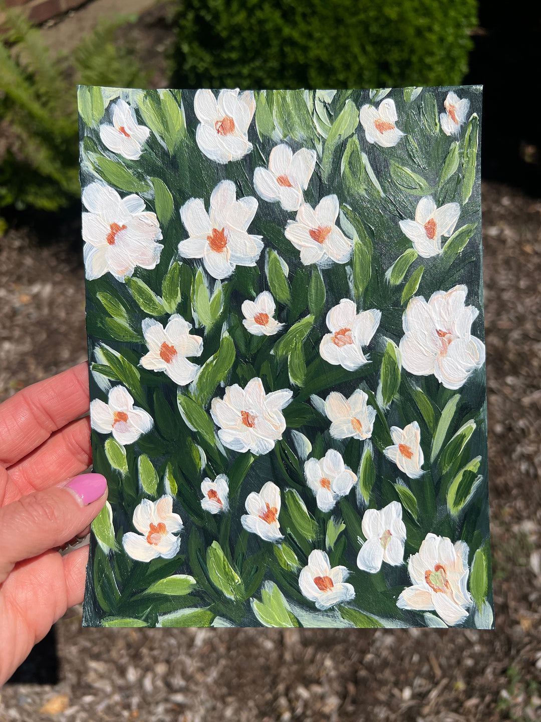 Midnight White Floral 6x8 On Paper