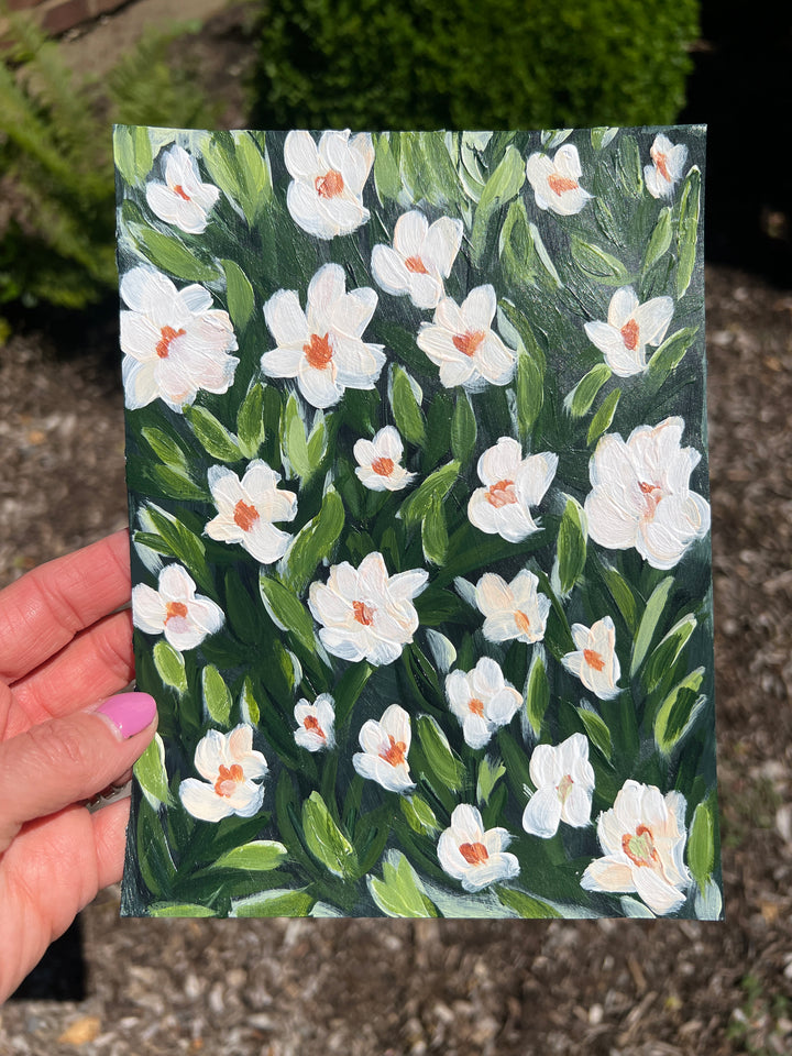 Midnight White Floral 6x8 On Paper