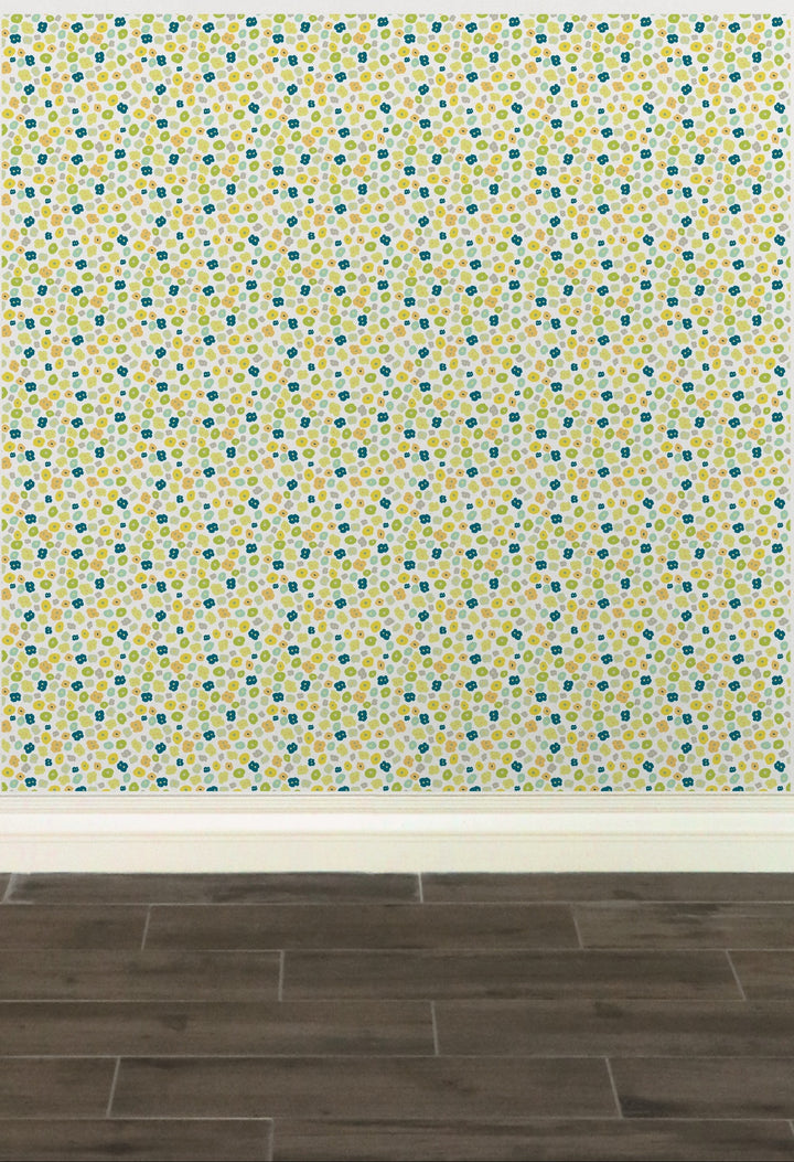 Paradise Petals Green, Blue and Orange Peel and Stick Wallpaper - Small Pattern