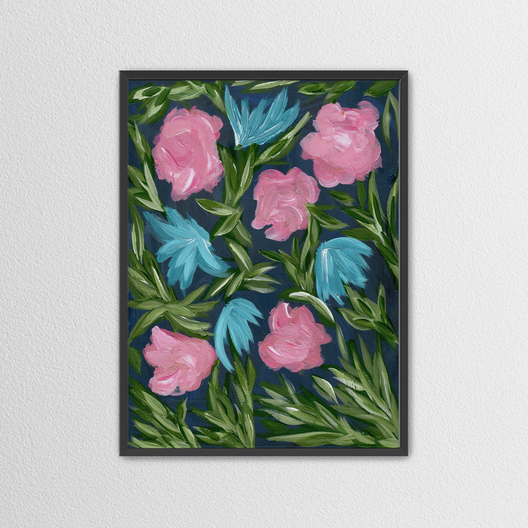 Meadow Midnight Waltz No. 1 - Floral Wall Art Print and Canvas