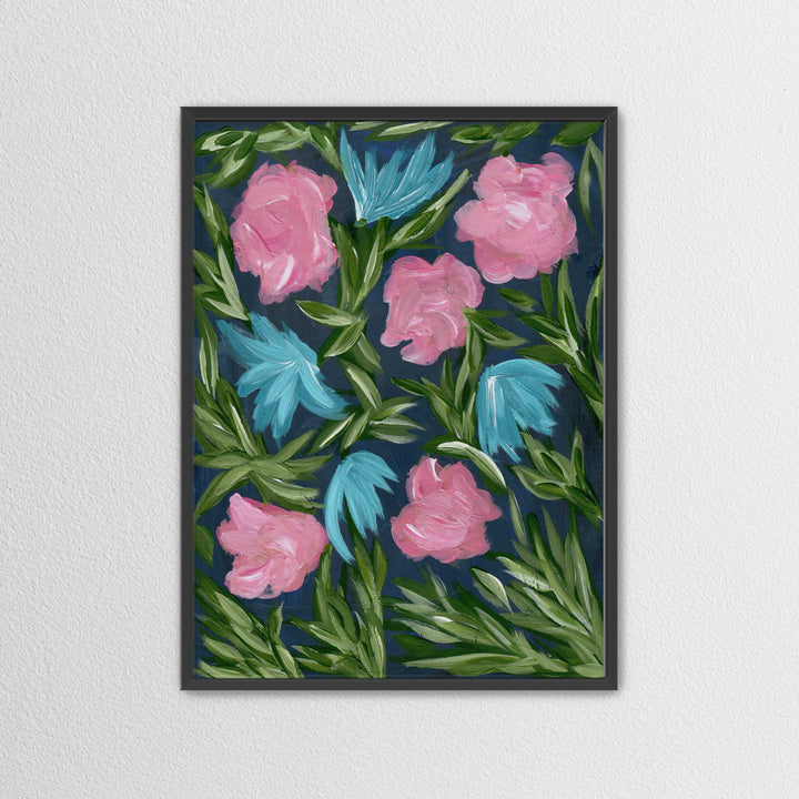 Meadow Midnight Waltz No. 1 - Floral Wall Art Print and Canvas