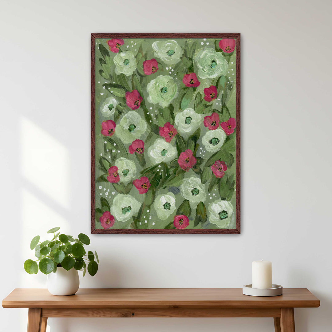 Sage Meadow - Floral Wall Art Print and Canvas