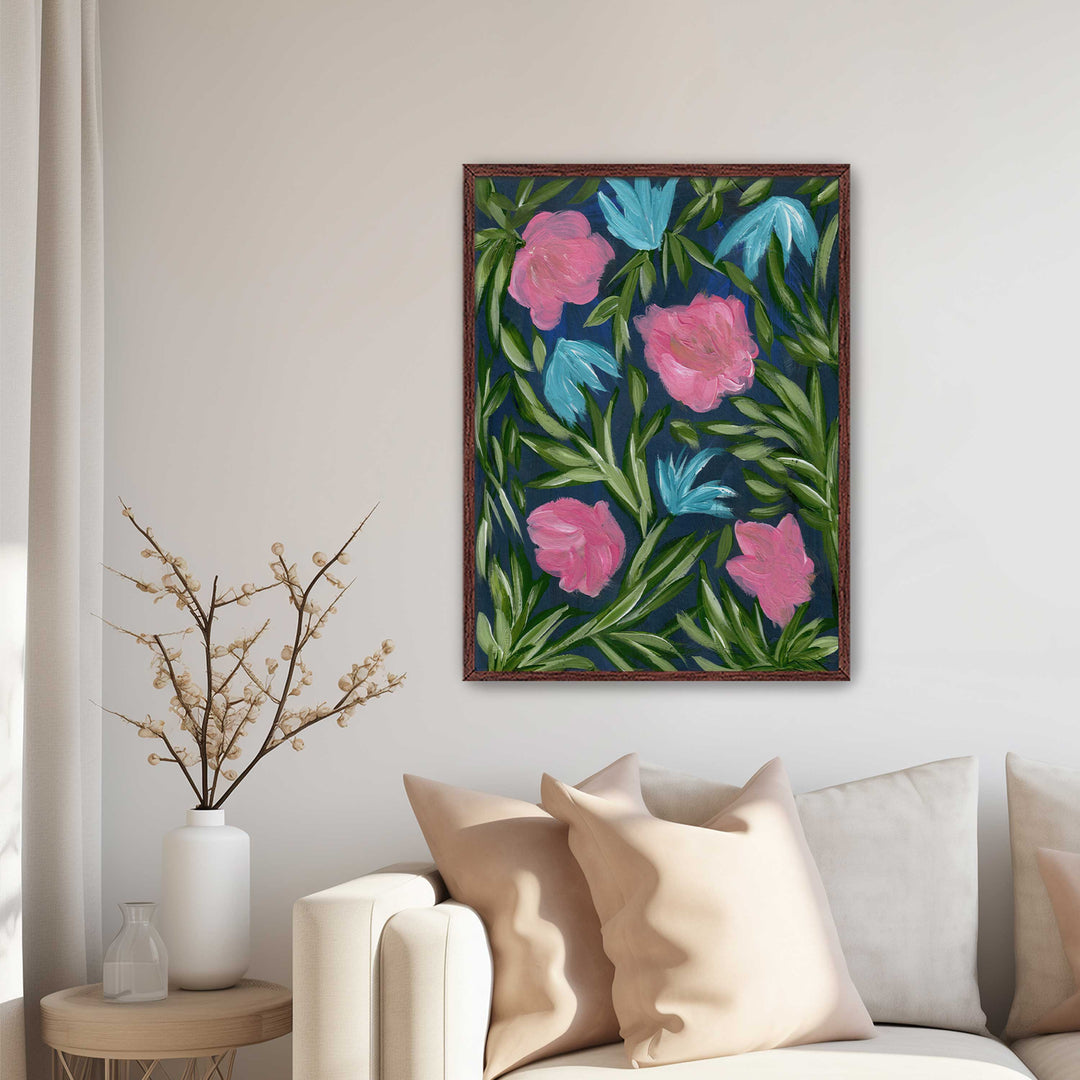Meadow Midnight Waltz No. 2 - Floral Wall Art Print and Canvas
