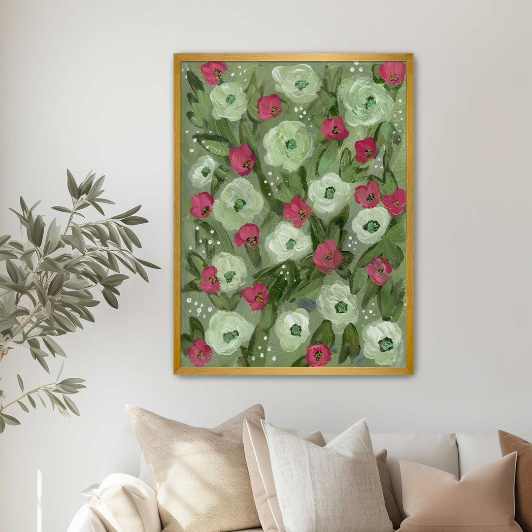 Sage Meadow - Floral Wall Art Print and Canvas