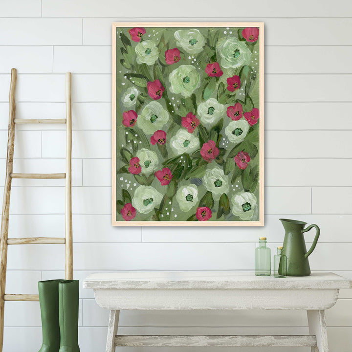 Sage Meadow - Floral Wall Art Print and Canvas