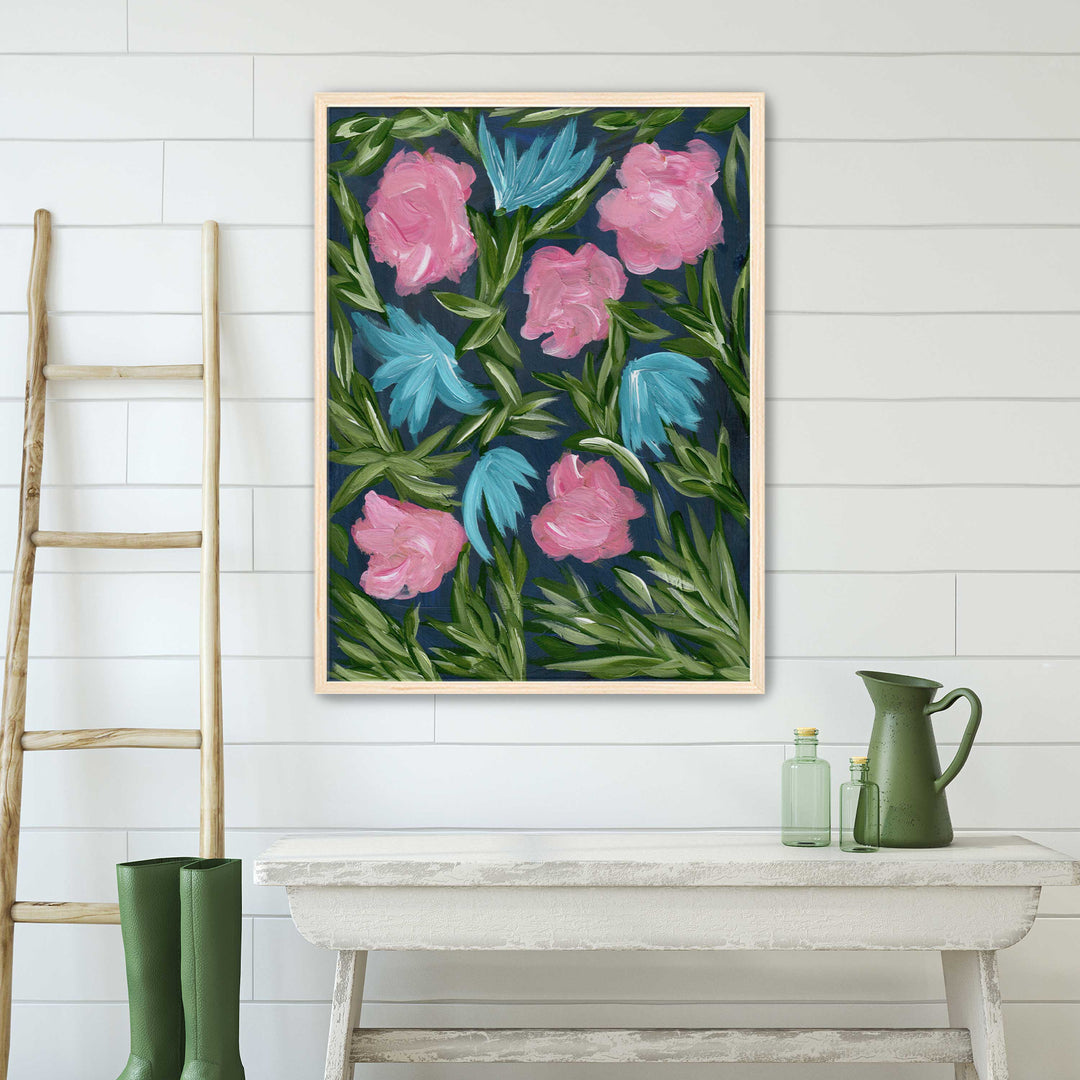 Meadow Midnight Waltz No. 1 - Floral Wall Art Print and Canvas
