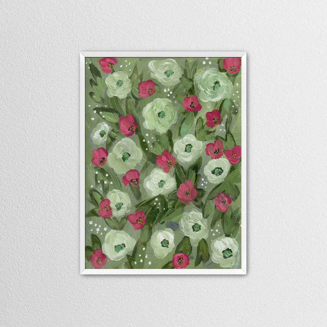 Sage Meadow - Floral Wall Art Print and Canvas