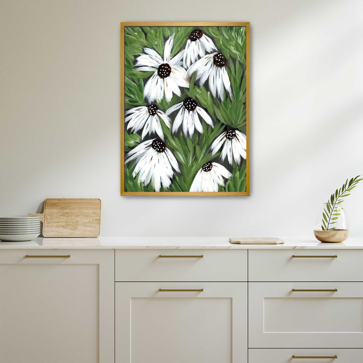 Midnight Daisy Garden - Floral Wall Art Print & Canvas