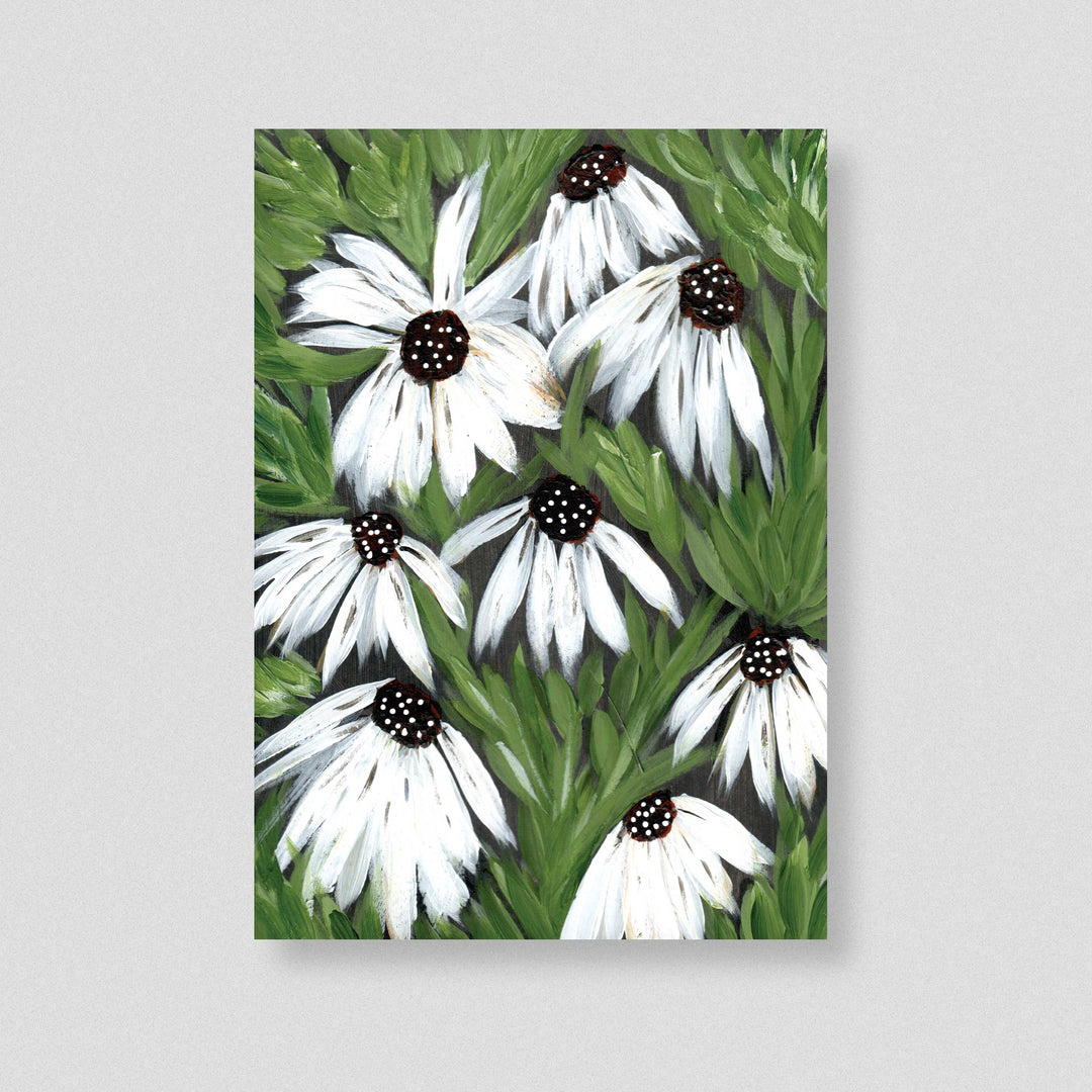 Midnight Daisy Garden - Floral Wall Art Print & Canvas
