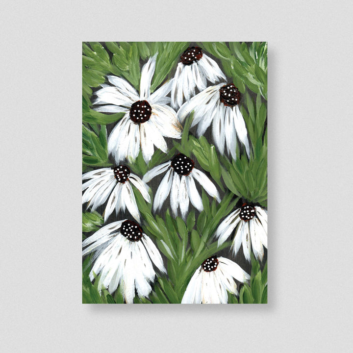 Midnight Daisy Garden - Floral Wall Art Print & Canvas
