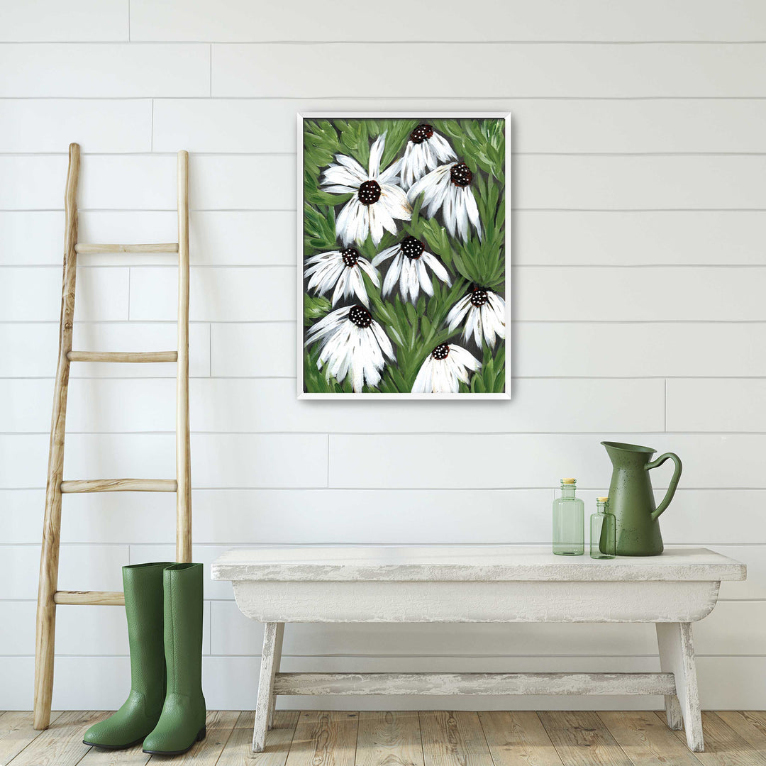 Midnight Daisy Garden - Floral Wall Art Print & Canvas