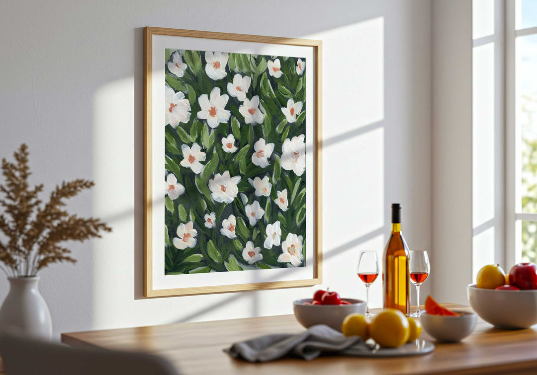 Midnight White Floral - Wall Art Print & Canvas