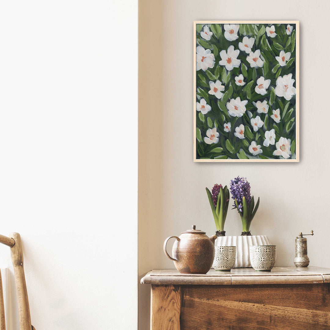 Midnight White Floral - Wall Art Print & Canvas