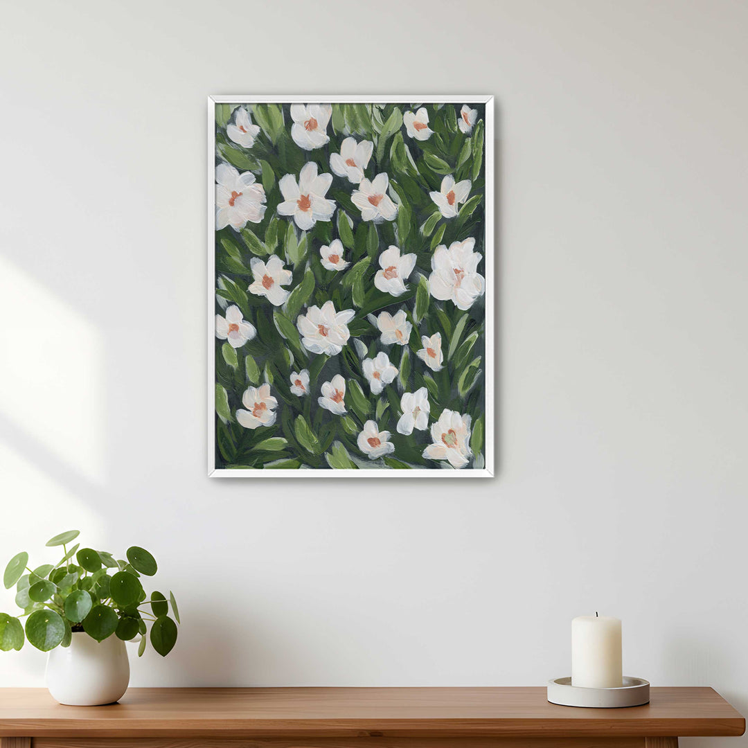 Midnight White Floral - Wall Art Print & Canvas
