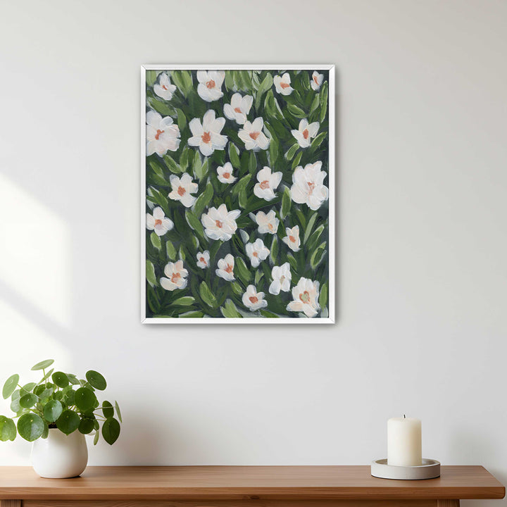 Midnight White Floral - Wall Art Print & Canvas