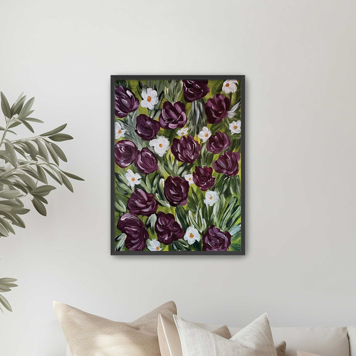 Merlot Meadow - Floral Wall Art Print and Canvas