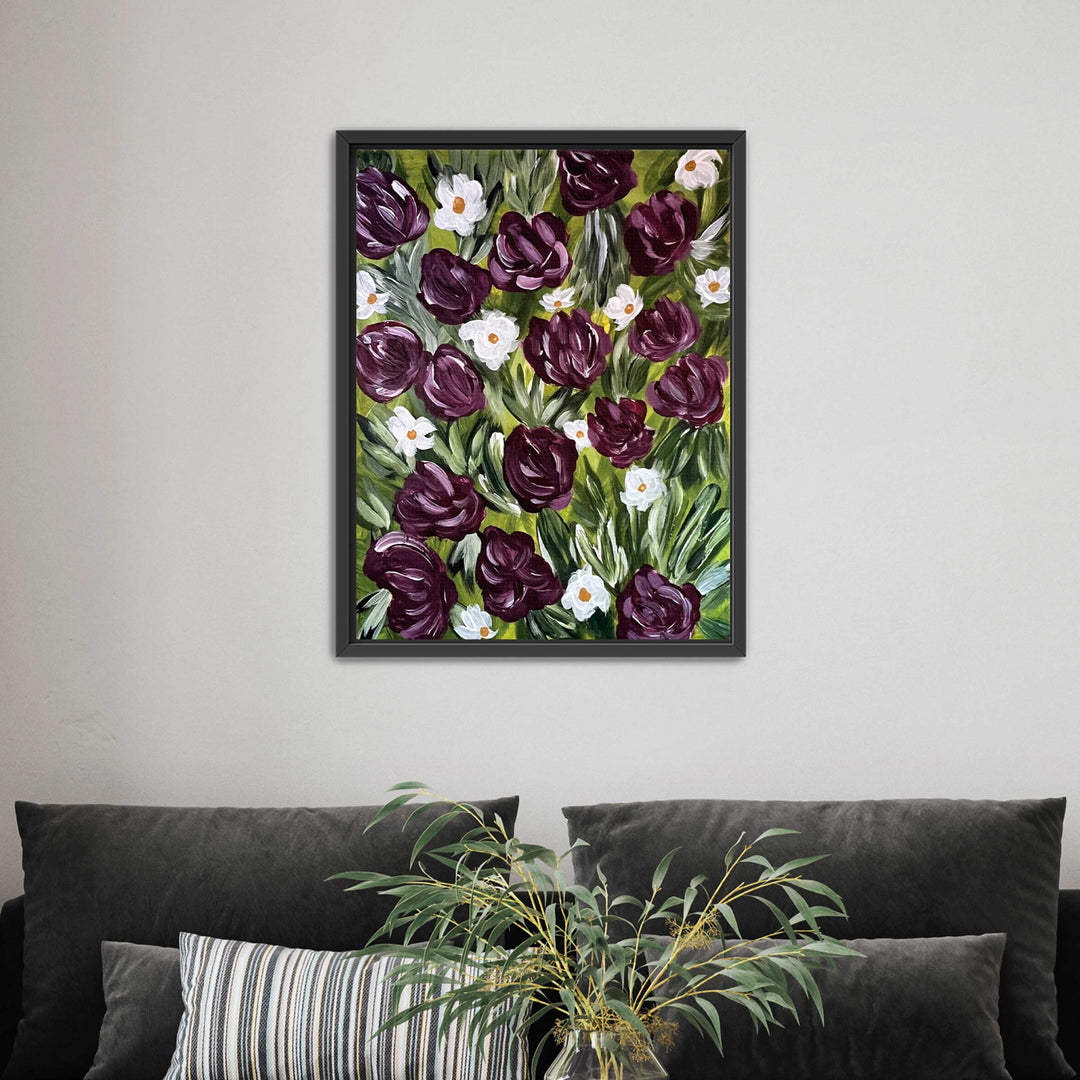 Merlot Meadow - Floral Wall Art Print and Canvas