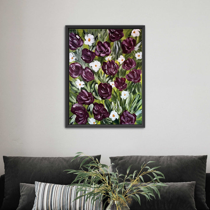 Merlot Meadow - Floral Wall Art Print and Canvas