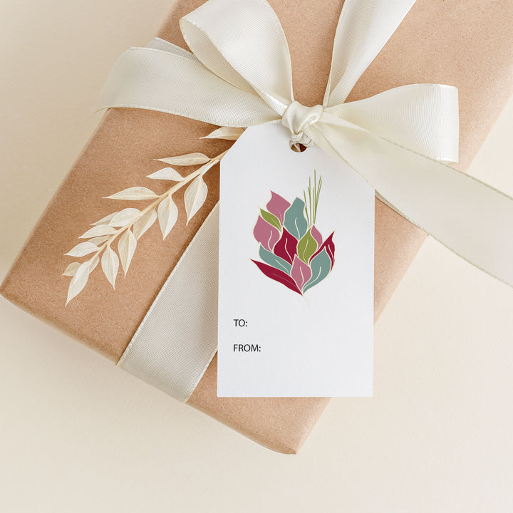 Pink Christmas Pinecones Gift Tags