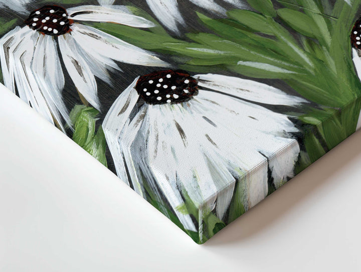 Midnight Daisy Garden - Floral Wall Art Print & Canvas
