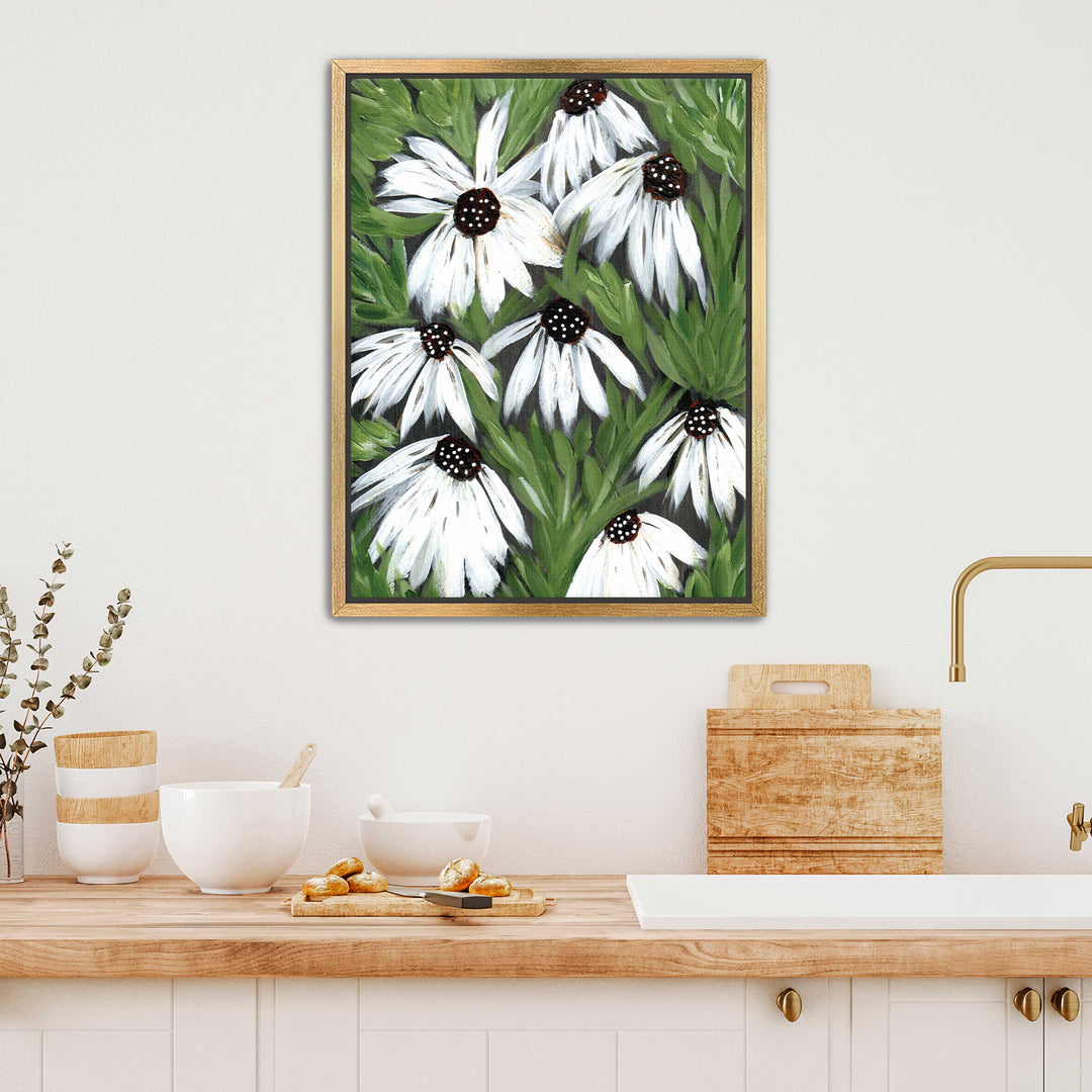 Midnight Daisy Garden - Floral Wall Art Print & Canvas