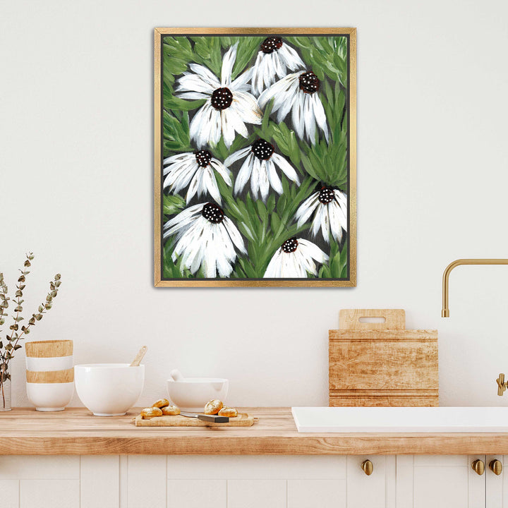 Midnight Daisy Garden - Floral Wall Art Print & Canvas