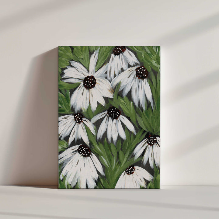 Midnight Daisy Garden - Floral Wall Art Print & Canvas