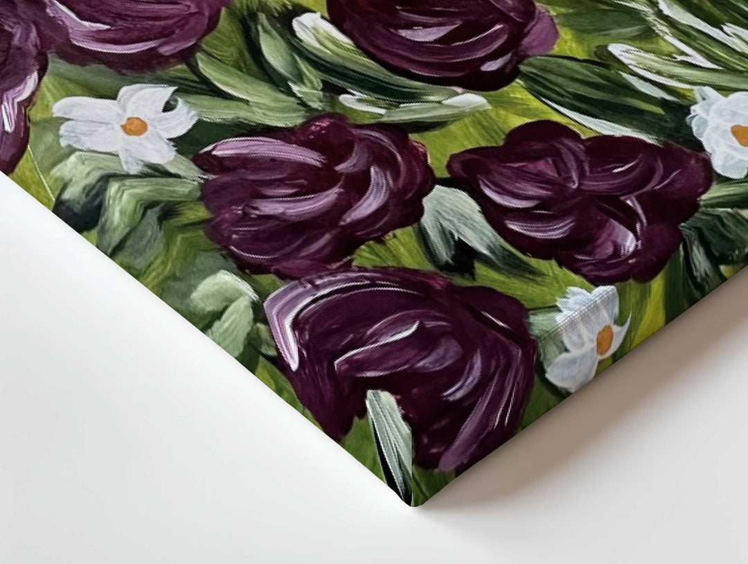 Merlot Meadow - Floral Wall Art Print and Canvas