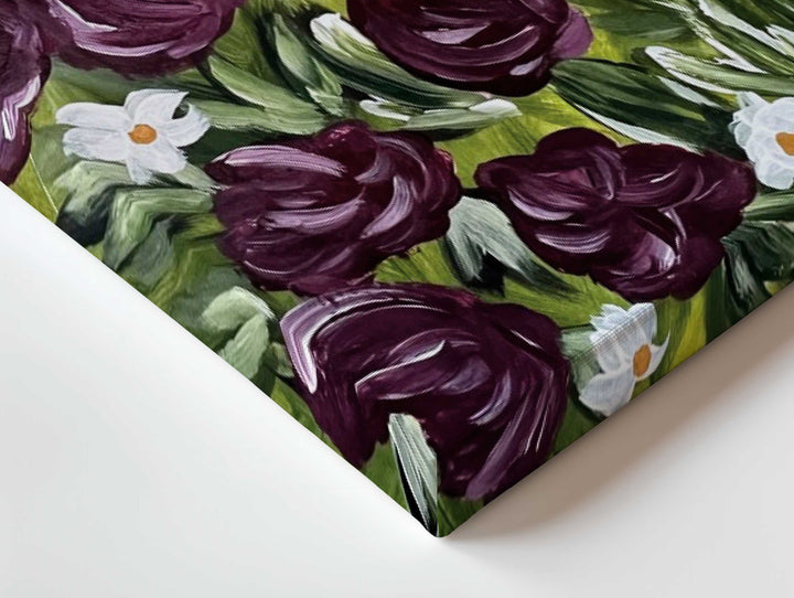 Merlot Meadow - Floral Wall Art Print and Canvas