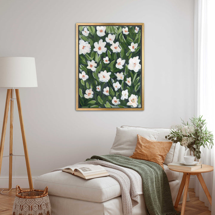 Midnight White Floral - Wall Art Print & Canvas