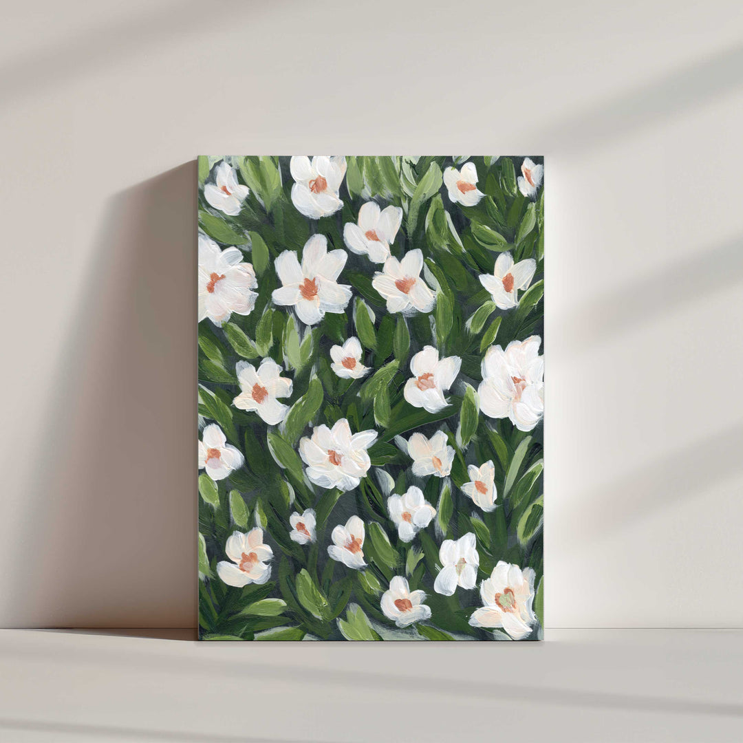 Midnight White Floral - Wall Art Print & Canvas