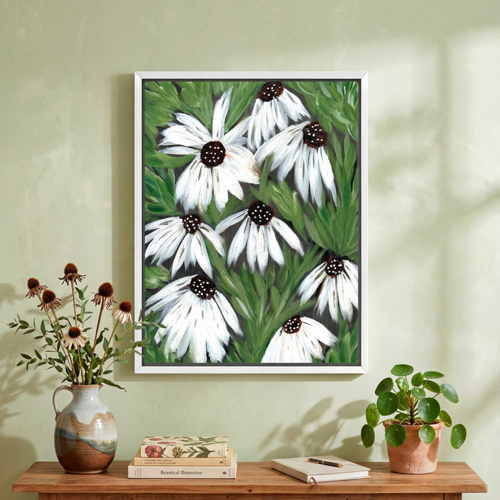 Midnight Daisy Garden - Floral Wall Art Print & Canvas