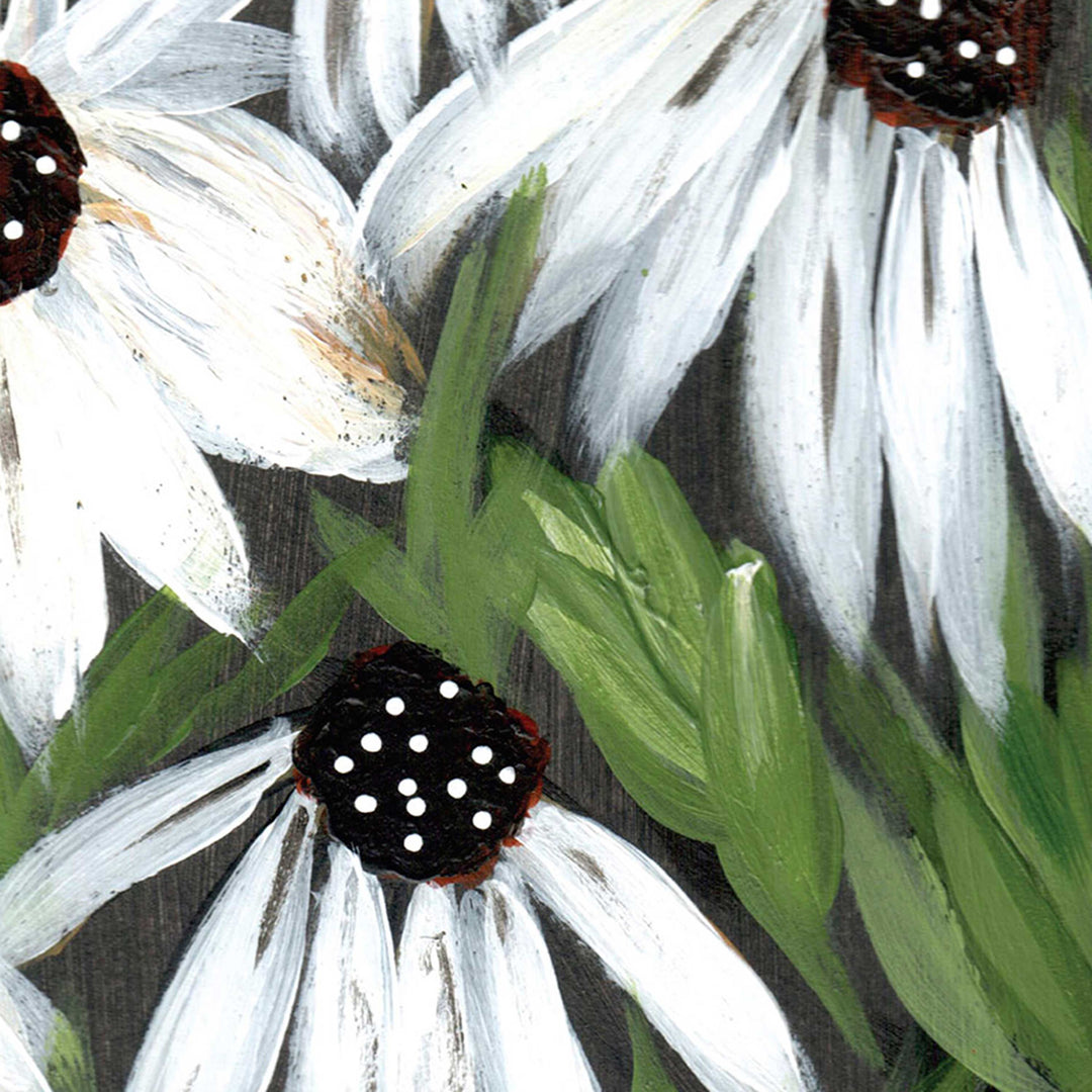Midnight Daisy Garden - Floral Wall Art Print & Canvas