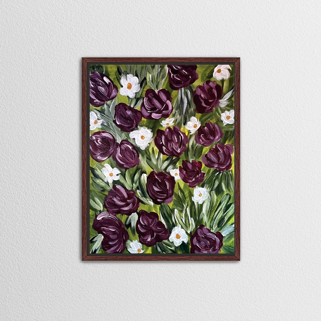 Merlot Meadow - Floral Wall Art Print and Canvas