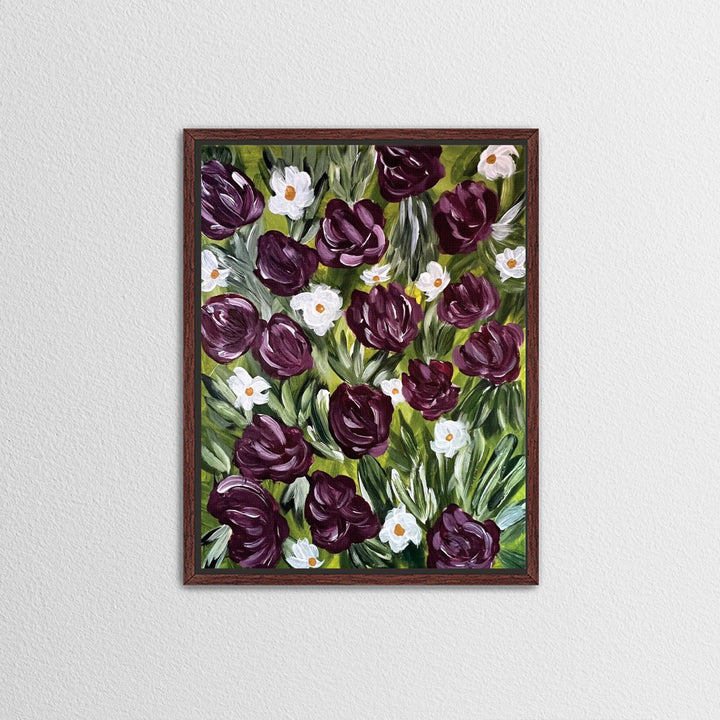 Merlot Meadow - Floral Wall Art Print and Canvas