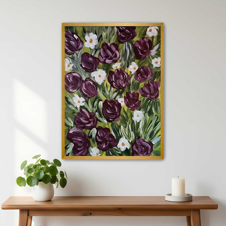 Merlot Meadow - Floral Wall Art Print and Canvas