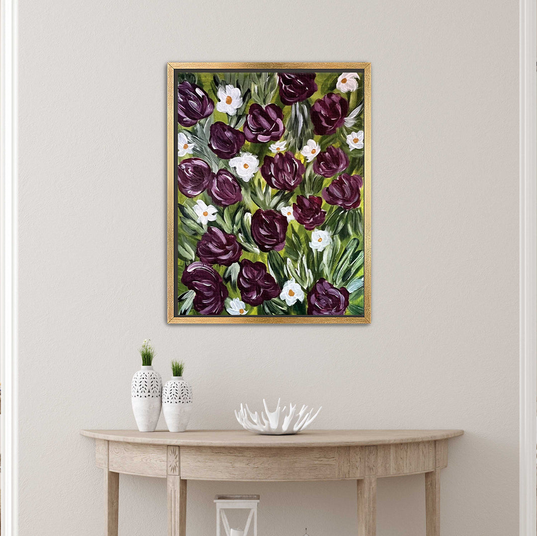 Merlot Meadow - Floral Wall Art Print and Canvas
