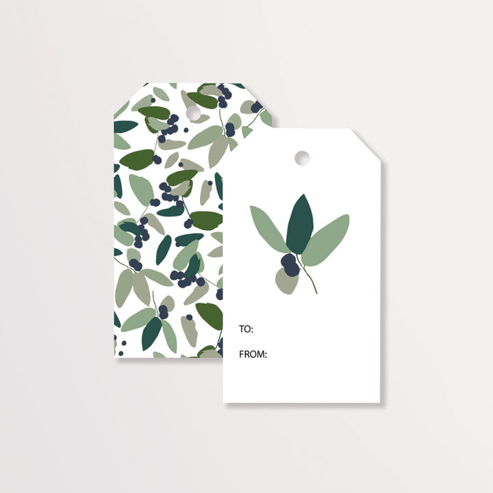 Christmas Berry Leaves Gift Tags